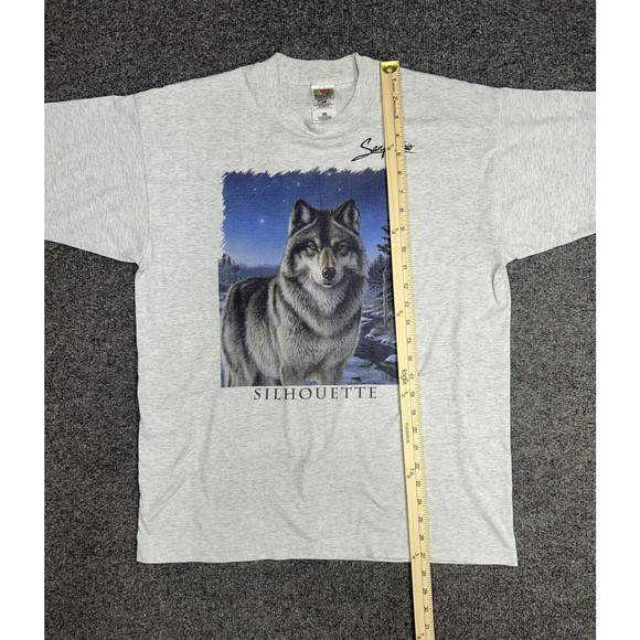 Vintage Silhouette San Antonio Heather Gray Wolf Graphic T-Shirt Mens Size Large - Picture 6 of 7